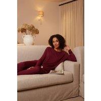 Cyberjammies Women's BLUSH BOTANICA BERRY SLOUCH JERSEY L/SLV PYJAMA SET in Burgundy | Size: 6