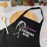 60 SECOND MAKEOVER Women's I'd Rather Be Drinking Wine Apron in Black