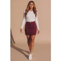 Femme Luxe Women's Distressed Denim Skirt in Wine | Size: 10