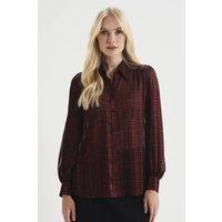 Finery London Women's Melina Printed Chiffon Blouse in Wine | Size: 22