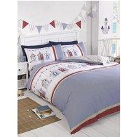 Rapport Women's Beach Hut Duvet Cover Set in Bright Blue | Size: Double