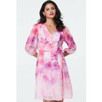Izabel London Women's Floral Layer 3/4 Puff Sleeve Short Dress in Pink | Size: 10