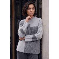 Roman Women's Colour Block Knit Jumper in Grey | Size: 14