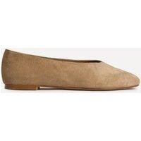 Linzi Women's Structure Taupe Faux Suede Square Toe Ballet Flats | Size: 4-Standard Fit