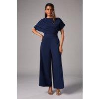 Coast Women's Petite Pleat Off-The Shoulder Jumpsuit in Navy | Size: 12