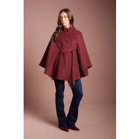 Coast Women's Berry Button Detail Belted Occasion Cape Coat | Size: Medium
