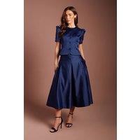Coast Women's Short Sleeve Button Through Fitted Jacket in Navy | Size: 14