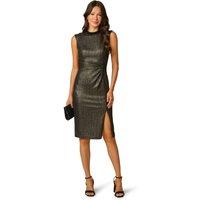 Adrianna Papell Women's Pearl Metallic Midi Dress in Black | Size: 8