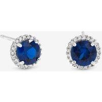 Simply Silver Women's 925 Sterling Silver Brilliant Round Sapphire Clara Halo Studs