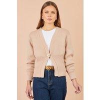 Yumi Women's Knitted Button Cardigan in Beige | Size: Small