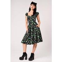 Hell Bunny Women's Millie Black Halloween Print Sweetheart Cotton Swing Dress | Size: 3XL