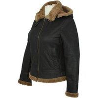 SNUGRUGS Women's Full Sheepskin Hooded Aviator Style Jacket in Brown | Size: 10