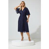Yours Women's Sequin Finish Wrap Dress in Dark Navy | Size: 14