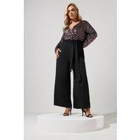 Yours Women's 2-In-1 Sequin Jumpsuit in Black | Size: 16