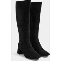 Yours Women's Almond Toe Block Heel Boots In Wide E & Extra Wide EEE Fit in Black | Size: 6EEE