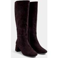 Yours Women's Almond Toe Block Heel Boots In Wide E & Extra Wide EEE Fit in Brown | Size: 4EEE