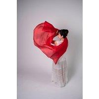 Silk and Bears Women's Bright Red Silk Scarf - Hand-Dyed Mulberry Silk Shawl Wrap, Evening & Occasion Cover Up in Scarlet | Size: 10-12