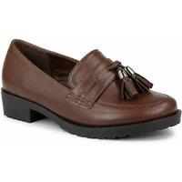 Spot On Girl's Tassel Detail Chunky Sole Loafer Shoes in Walnut | Size: Infant 12