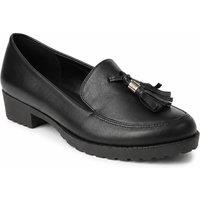 Spot On Girl's Tassel Detail Chunky Sole Loafer Shoes in True Black | Size: Infant 11