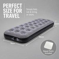 NESTLUNE Single Camping Air Bed Inflatable Flocked 185x76x22cm in Grey | Size: 0-12 m