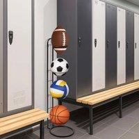 EONLION Black, 4-Tier Storage Rack Holder Organizer Football Basketball Ball in Black | Size: 0-12 m