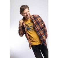 Weird Fish Men's Broxton Long Sleeve Herringbone Check Shirt in Dark Navy | Size: XL