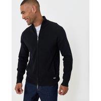 threadbare Men's Knitted Zip Up Funnel Neck Cardigan in Black | Size: Medium