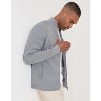 threadbare Men's Knitted Zip Up Funnel Neck Cardigan in Grey | Size: 2XL
