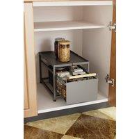 Living and Home 2-tier Kitchen Pull-Out Storage Drawer Basket Organiser Spice Rack in Dark Grey
