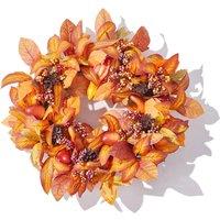 Garden Sanctuary Halloween Maple Leaf Berry Wreath Artificial Wreath in Orange