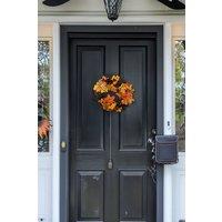Garden Sanctuary Realistic Halloween Decoration Wreath with LED Lights in Orange