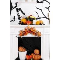 Garden Sanctuary Artificial Autumn Maple Leaves Swag for Halloween Thanksgiving Decor in Orange