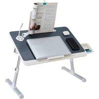 Living and Home Foldable Laptop Bed Table with USB Ports in Dark Grey