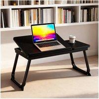 Living and Home Folding Angle Adjustable Laptop Bed Table with Cup Slot in Black
