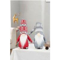 Living and Home 2 Pcs Christmas Santa Gnome Plush Doll Ornament Elf Decor in Grey
