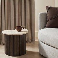 OHS Madison Irregular Oval Ribbed Side Table Corner End Tables in Walnut