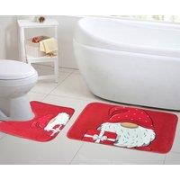 Velosso 2 Piece Christmas Memory Foam Bath & Pedestal Mat Set Bath | Size: Large