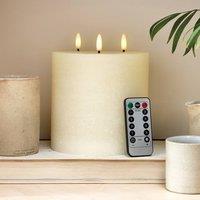 Christow Flameless LED Candle 3 Wick Flicker Flame Remote Control Timer in Warm White
