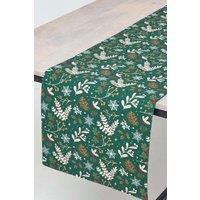 Homescapes Festive Forest Green Christmas Table Runner 35 x 180 cm