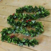 Samuel Alexander 2m Christmas Holly with Red Berries Tinsel / Garland in Green
