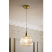 ValueLights Delora Ribbed Bell Glass Shade Single Ceiling Pendant Light in Gold