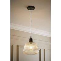 ValueLights Delora Ribbed Bell Glass Shade Single Ceiling Pendant Light in Black