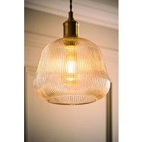 ValueLights Delora Ribbed Bell Glass Easy Fit Ceiling Lamp Shade with Bulb in Clear