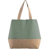 Kimood Canvas & Jute Shopper Bag in Dark Green