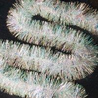 Samuel Alexander 2m x 12cm White Fine Cut Iridescent Christmas Tinsel Garland in Silver | Size: 2m x 12 cm
