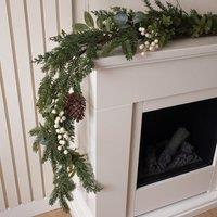 Scottish Everlastings Ltd 180cm Mistletoe, Pine Cone & Foliage Garland in Green