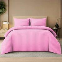 Lazzaro Home Premium Brushed Microfiber Embossed Stripes Reversible Duvet Cover Set in Pink | Size: Single