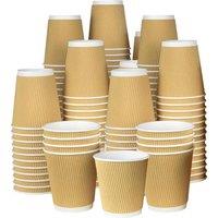 ECONX 8oz Disposable Paper Cups Takeaway Kraft Ripple Coffee Cups Hot Drinks in Brown | Size: 200 Pieces