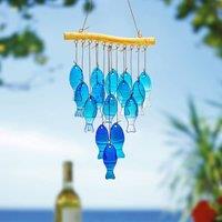 Quipulse Fish-shaped Blue Glass Wind Chime