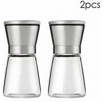 FORGEVIO 2PCS Salt Pepper Grinder Set Stainless Steel in Silver